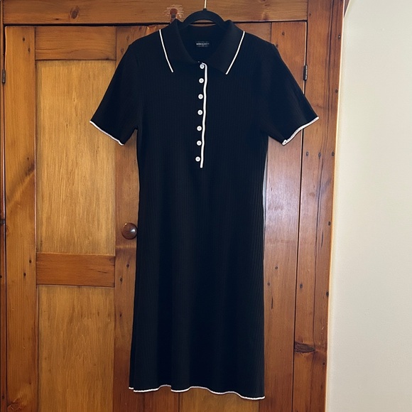 Merokeety Dresses & Skirts - Classic Black Polo Dress with White Accents